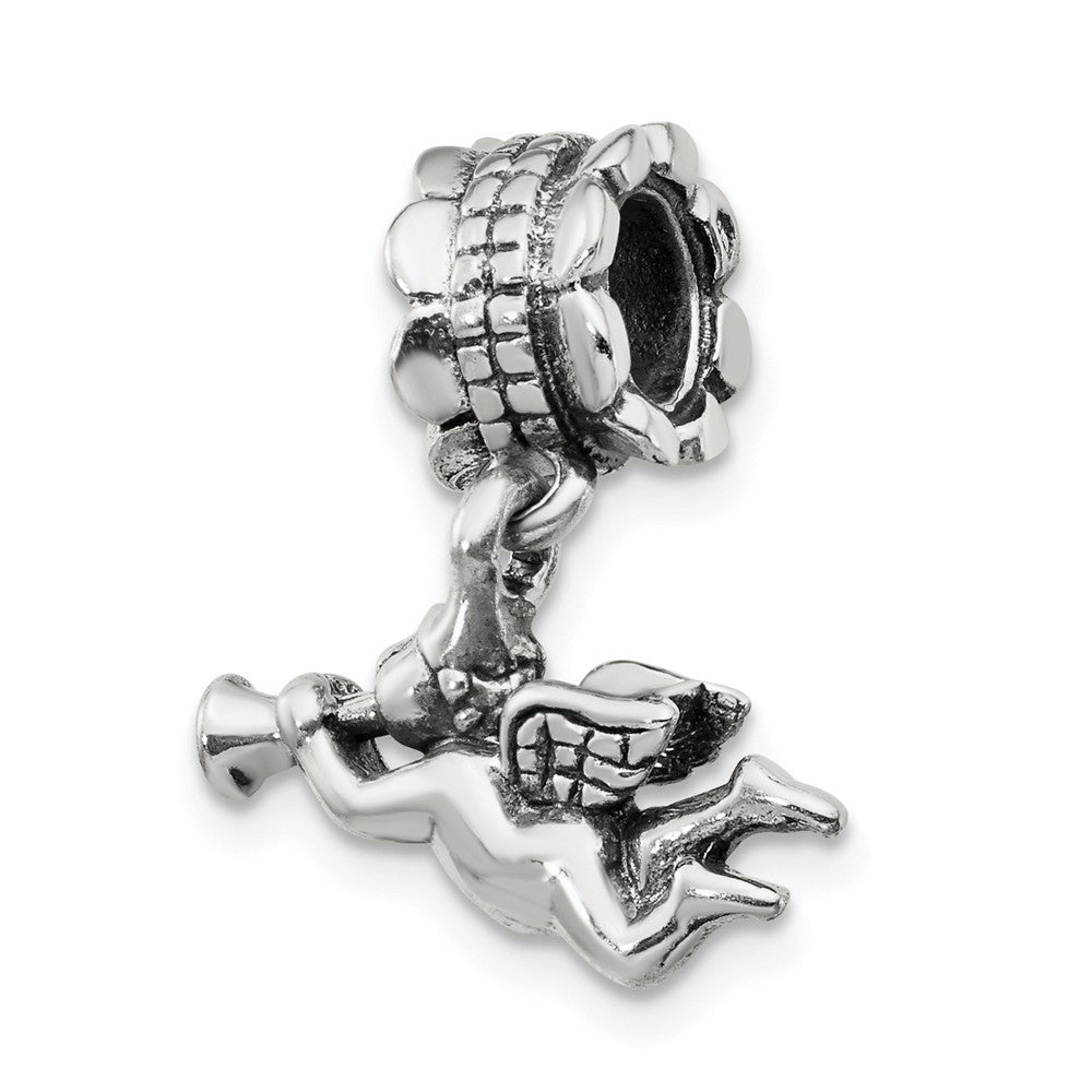 Sterling Silver Trumpeting Angel Dangle Bead Charm, Item B9061 by The Black Bow Jewelry Co.