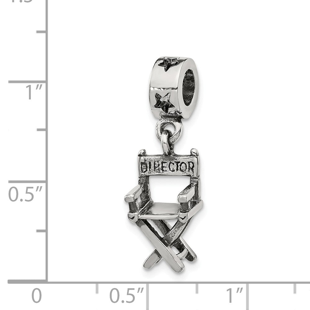 Alternate view of the Sterling Silver Director&#39;s Chair Dangle Bead Charm by The Black Bow Jewelry Co.