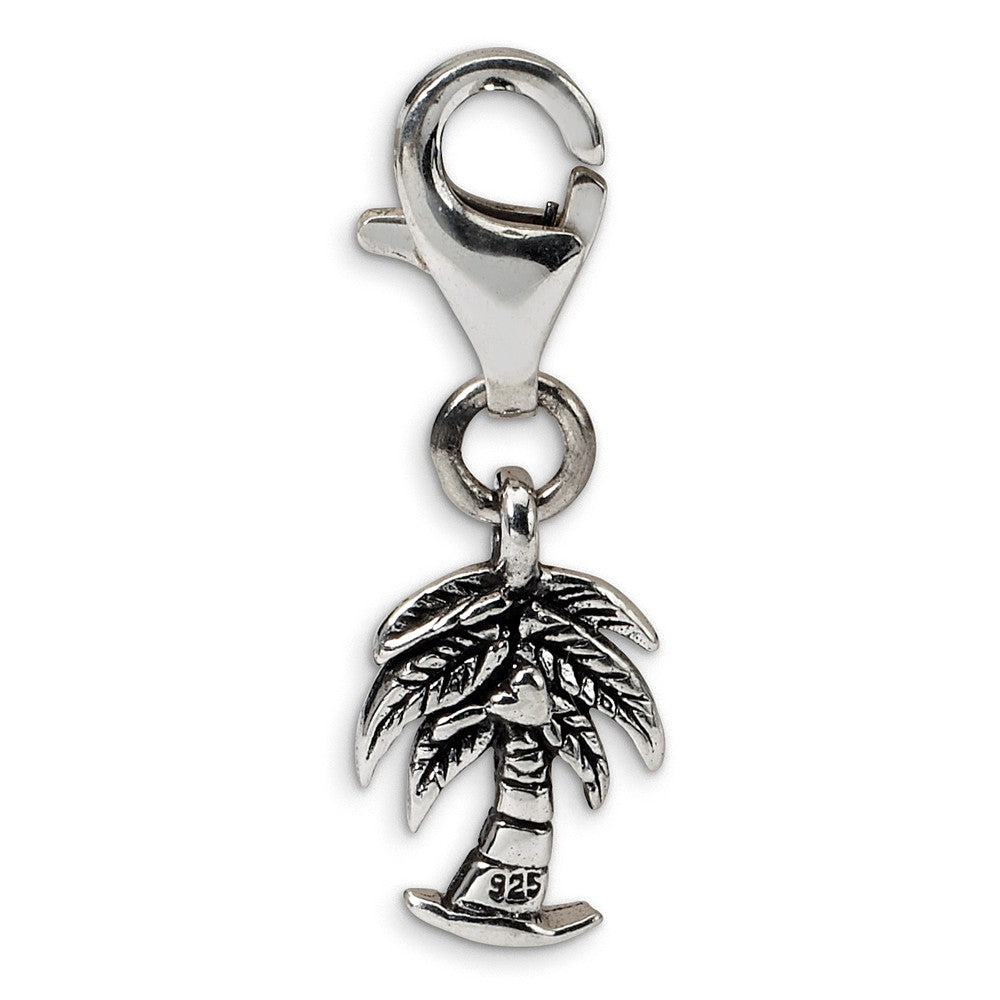 Sterling Silver Palm Tree Clip-on Bead Charm, Item B9078 by The Black Bow Jewelry Co.