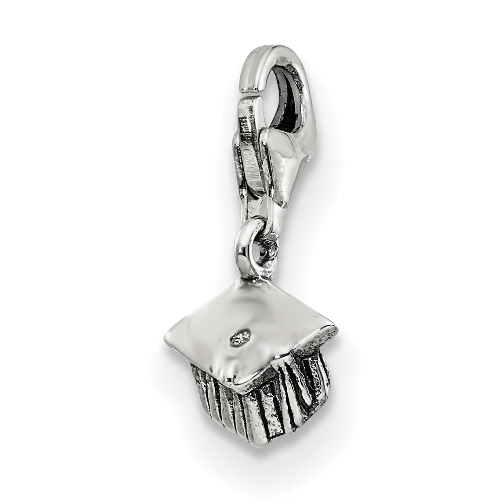 Sterling Silver Graduation Cap Clip-on Bead Charm, Item B9081 by The Black Bow Jewelry Co.