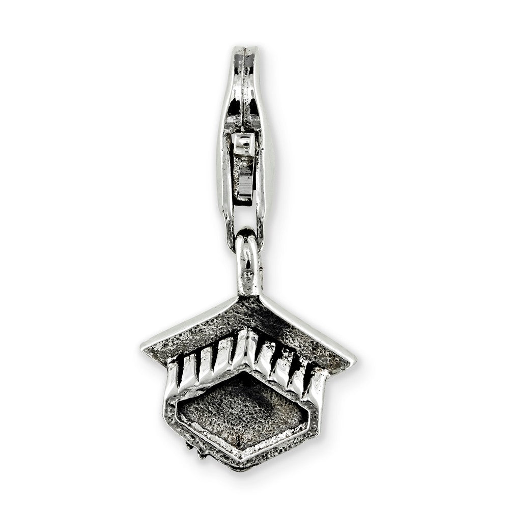 Alternate view of the Sterling Silver Graduation Cap Clip-on Bead Charm by The Black Bow Jewelry Co.