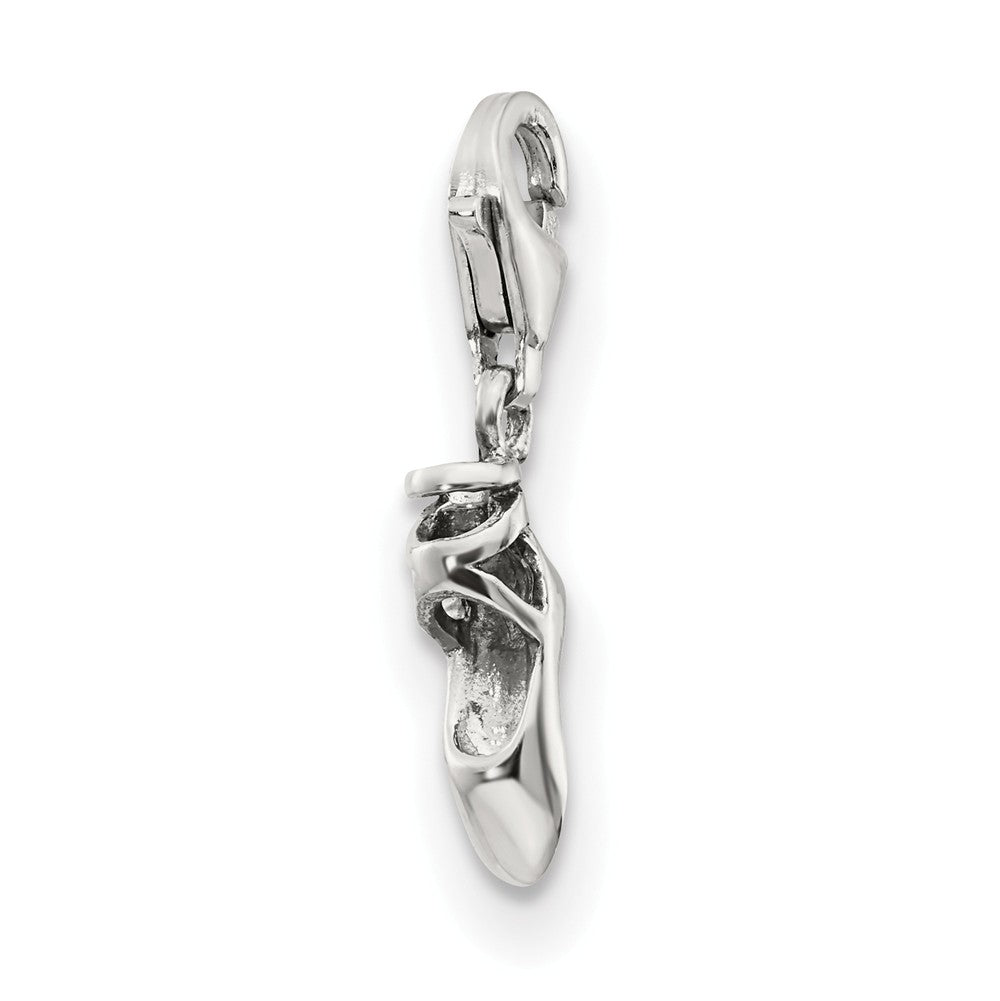 Sterling Silver Ballet Shoe Clip-on Bead Charm, Item B9089 by The Black Bow Jewelry Co.