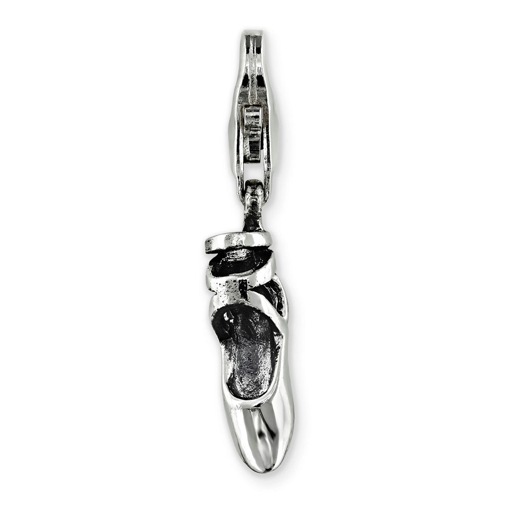 Alternate view of the Sterling Silver Ballet Shoe Clip-on Bead Charm by The Black Bow Jewelry Co.