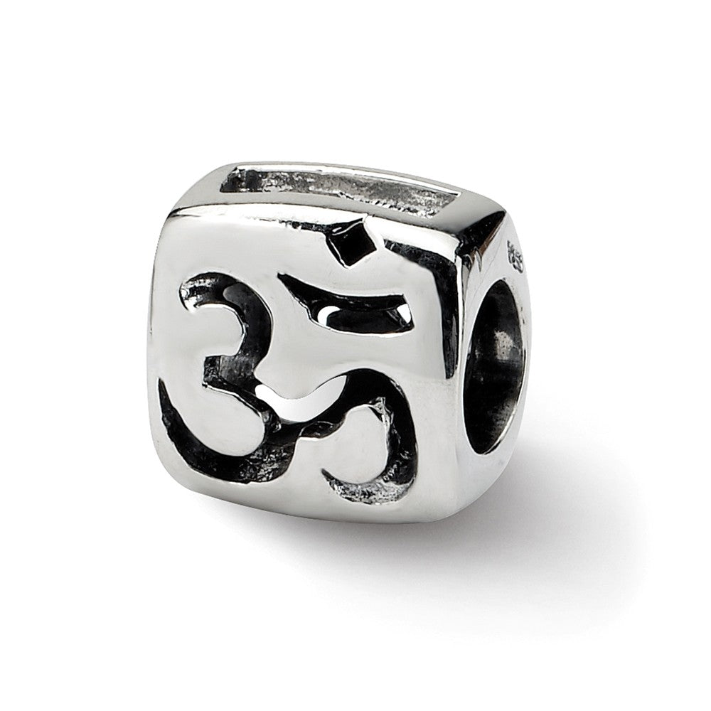 Sterling Silver OM Symbol Bead Charm, Item B9097 by The Black Bow Jewelry Co.