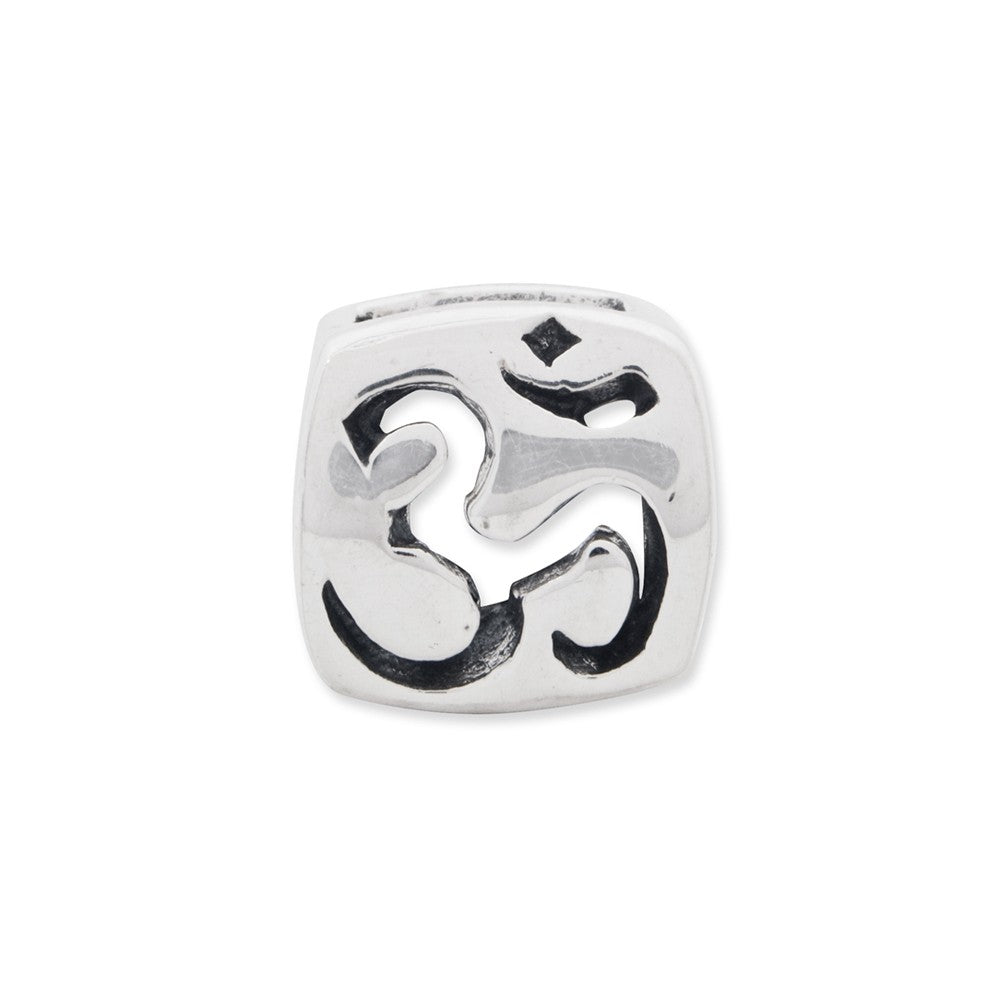 Alternate view of the Sterling Silver OM Symbol Bead Charm by The Black Bow Jewelry Co.