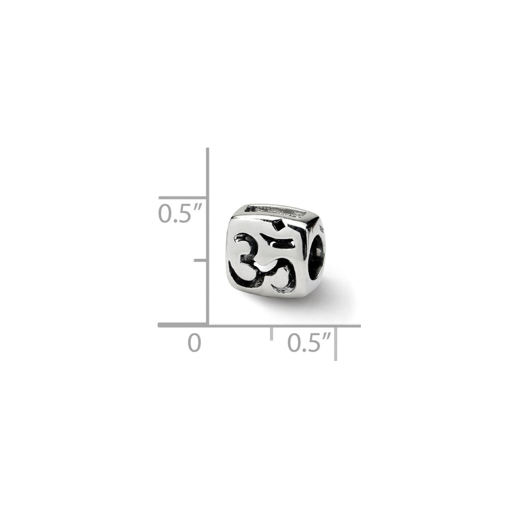 Alternate view of the Sterling Silver OM Symbol Bead Charm by The Black Bow Jewelry Co.