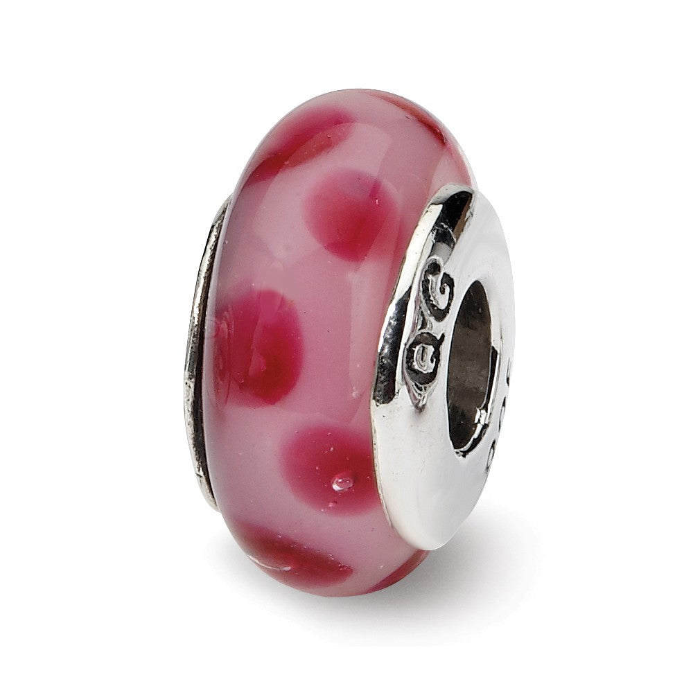 Pink Glass and Sterling Silver Bead Charm, Item B9106 by The Black Bow Jewelry Co.