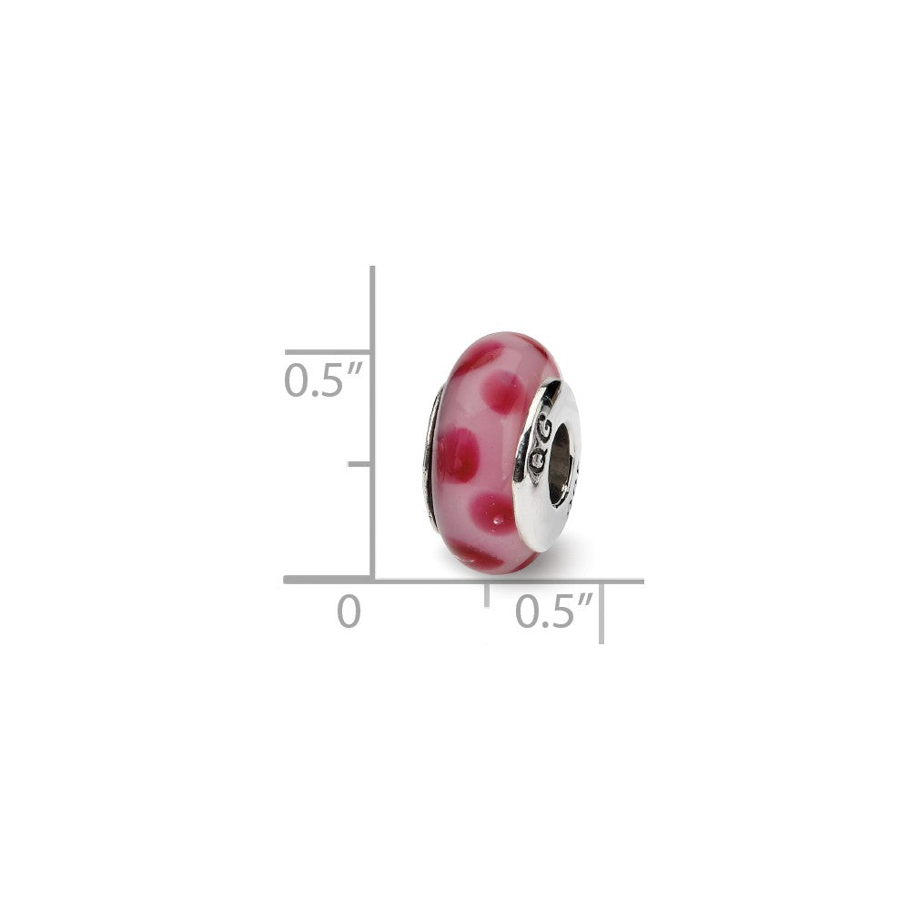 Alternate view of the Pink Glass and Sterling Silver Bead Charm by The Black Bow Jewelry Co.