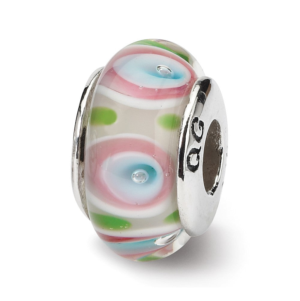 Multi-colored Glass Sterling Silver Bead Charm, Item B9123 by The Black Bow Jewelry Co.
