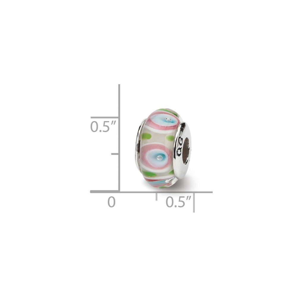Alternate view of the Multi-colored Glass Sterling Silver Bead Charm by The Black Bow Jewelry Co.