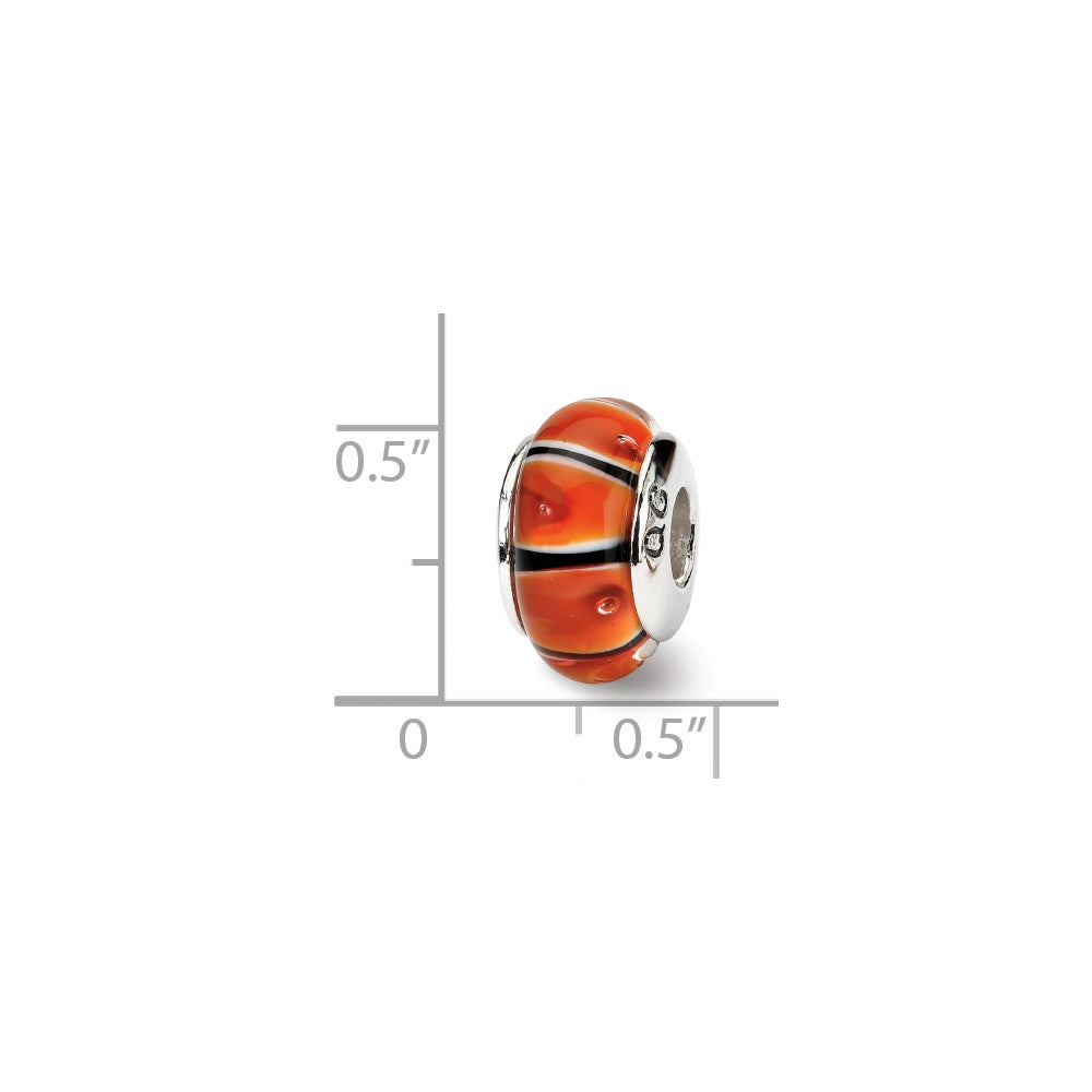 Alternate view of the Orange and Black Glass Sterling Silver Bead Charm by The Black Bow Jewelry Co.