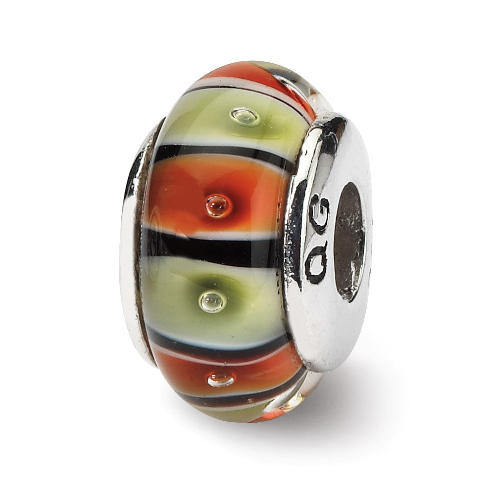 Multi-Color Glass Sterling Silver Bead Charm, Item B9136 by The Black Bow Jewelry Co.