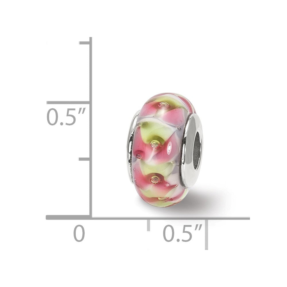 Alternate view of the Light Pink &amp; Yellow Glass Sterling Silver Bead Charm by The Black Bow Jewelry Co.