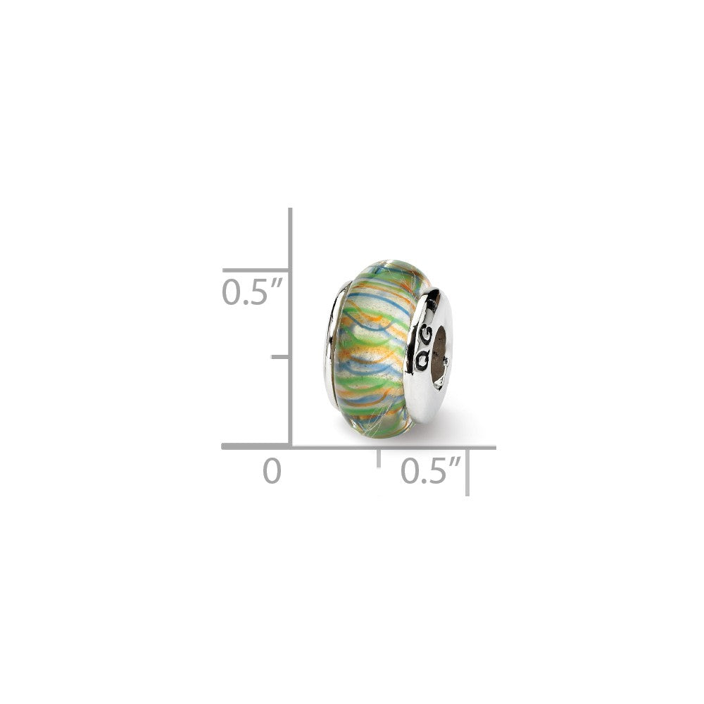 Alternate view of the Pastel Striped Glass Sterling Silver Bead Charm by The Black Bow Jewelry Co.