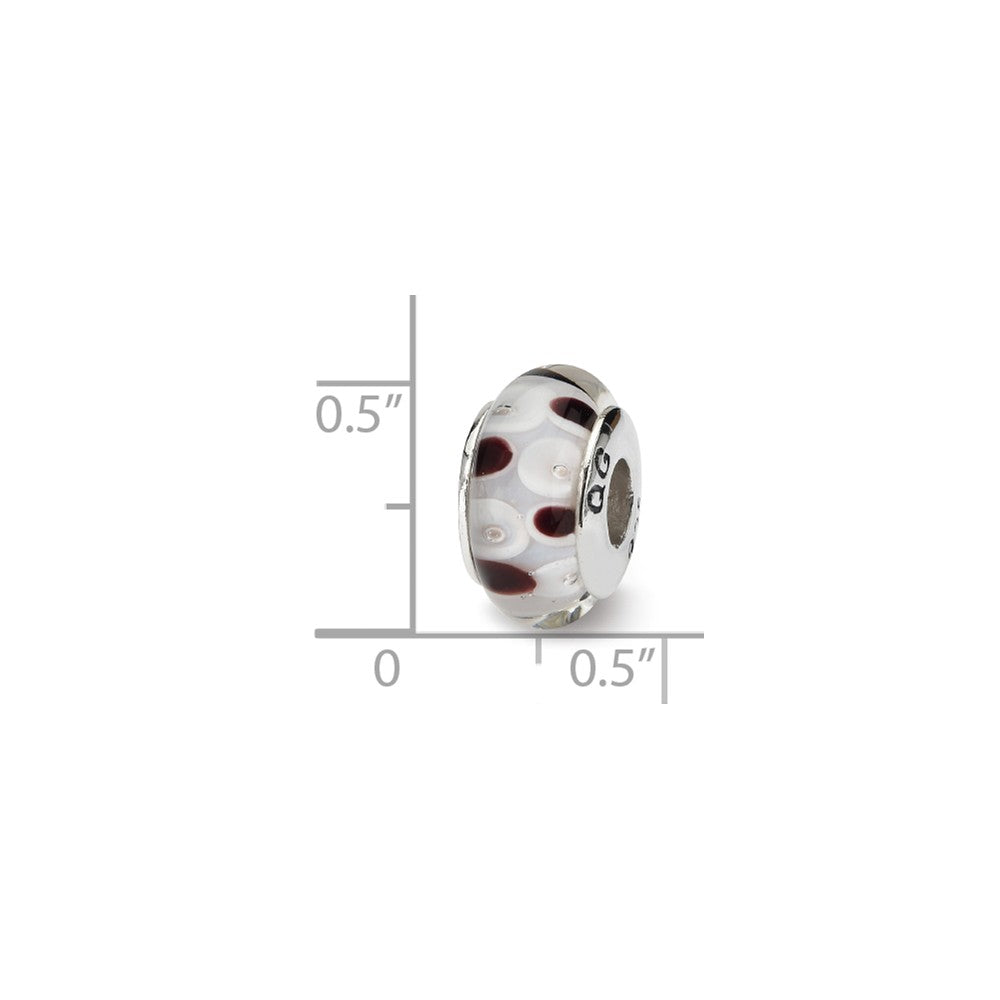 Alternate view of the Brown &amp; White Dotted Glass Sterling Silver Bead Charm by The Black Bow Jewelry Co.