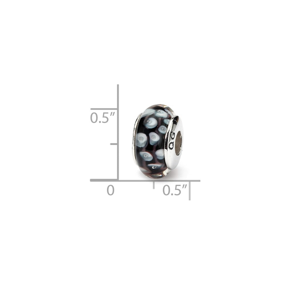 Alternate view of the Black &amp; White Dotted Glass Sterling Silver Bead Charm by The Black Bow Jewelry Co.