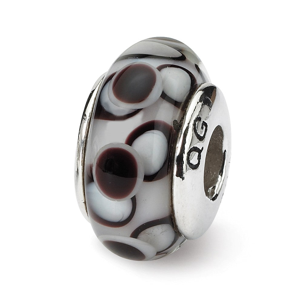 Black Dotted, Glass Sterling Silver Bead Charm, Item B9197 by The Black Bow Jewelry Co.
