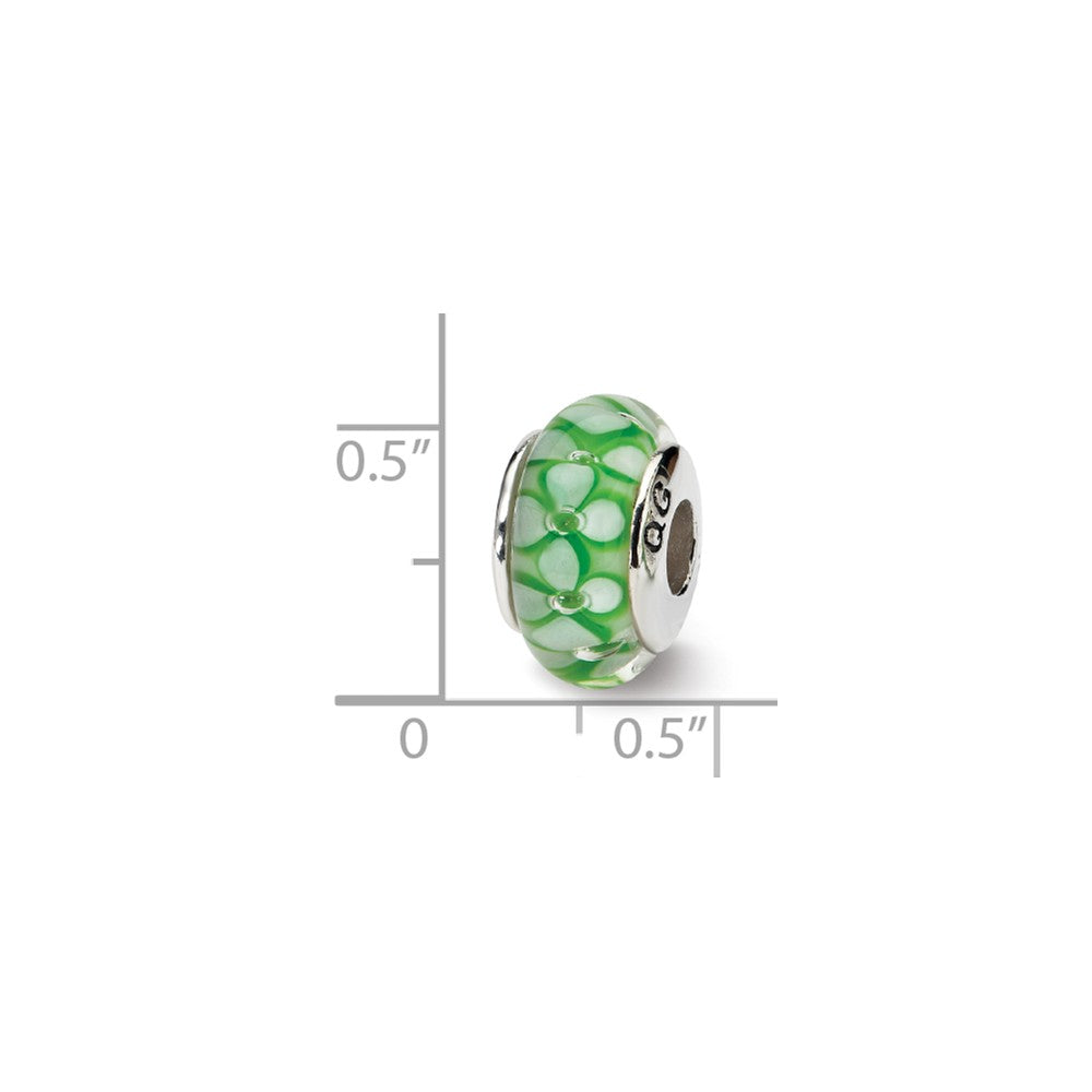 Alternate view of the Green Floral Glass Sterling Silver Bead Charm by The Black Bow Jewelry Co.