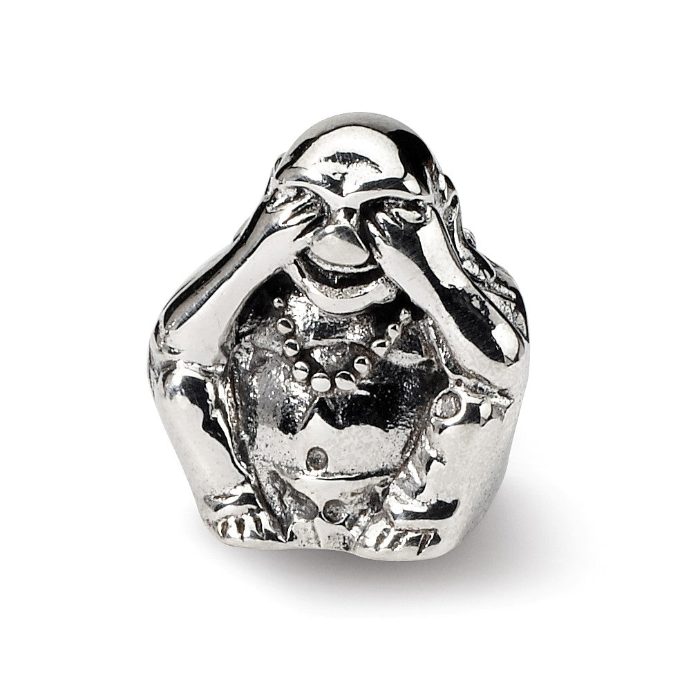 Sterling Silver See No Evil Bead Charm, Item B9257 by The Black Bow Jewelry Co.