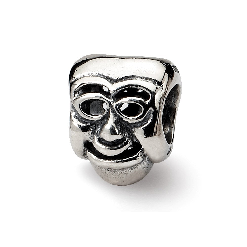 Sterling Silver Comedy Mask Bead Charm, Item B9259 by The Black Bow Jewelry Co.