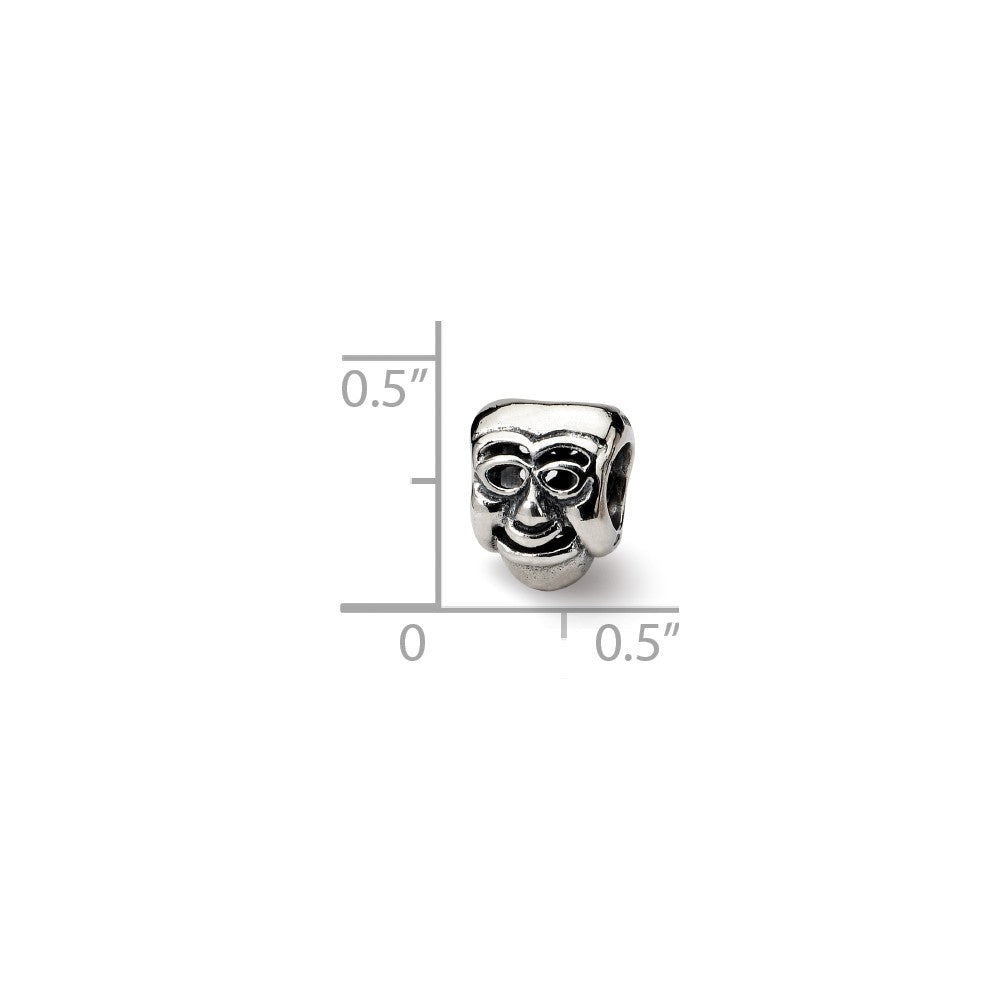 Alternate view of the Sterling Silver Comedy Mask Bead Charm by The Black Bow Jewelry Co.