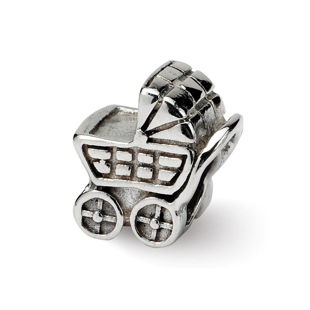 Alternate view of the Sterling Silver Baby Carriage Bead Charm by The Black Bow Jewelry Co.