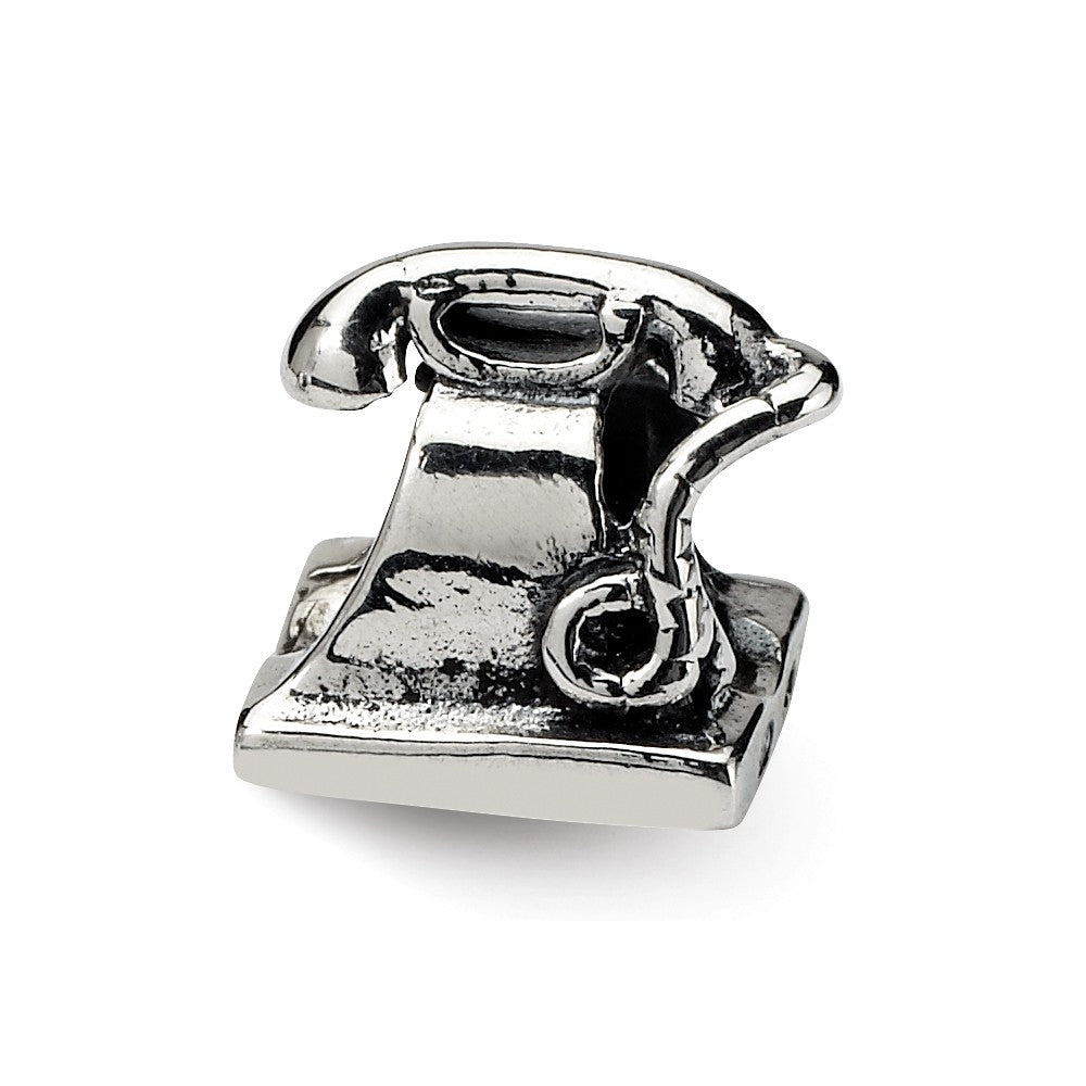 Alternate view of the Sterling Silver Telephone Bead Charm by The Black Bow Jewelry Co.