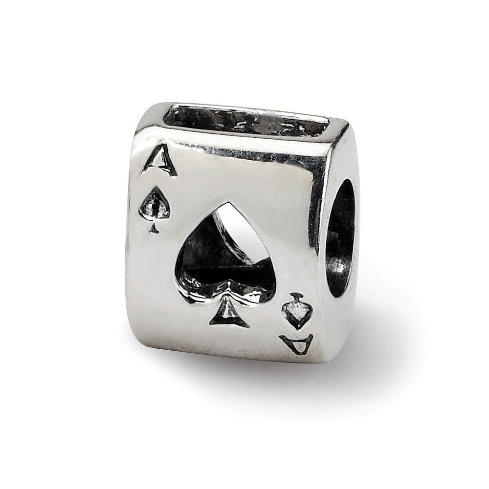 Sterling Silver Ace of Spades Bead Charm, Item B9284 by The Black Bow Jewelry Co.
