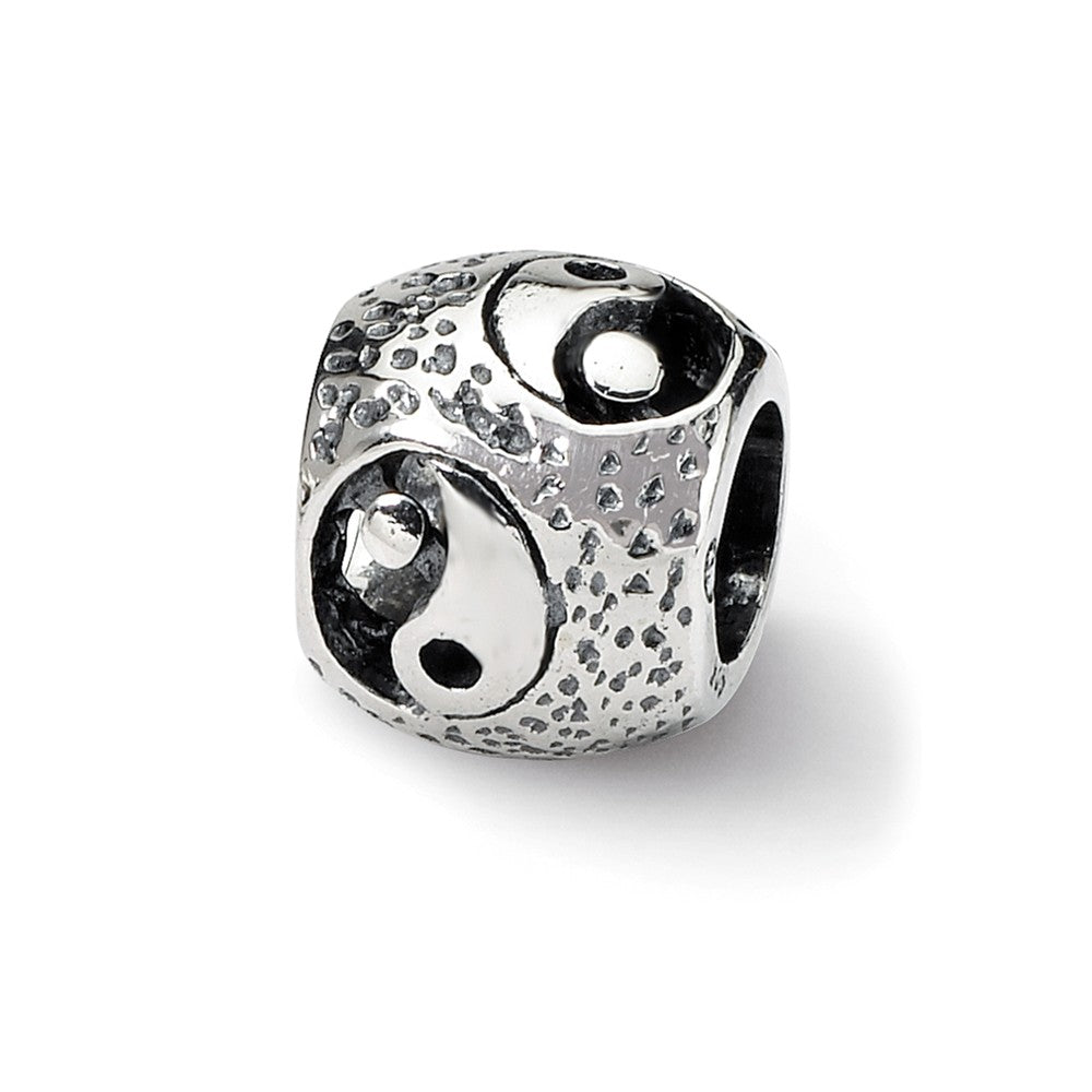 Sterling Silver Yin Yang Bead Charm, Item B9286 by The Black Bow Jewelry Co.