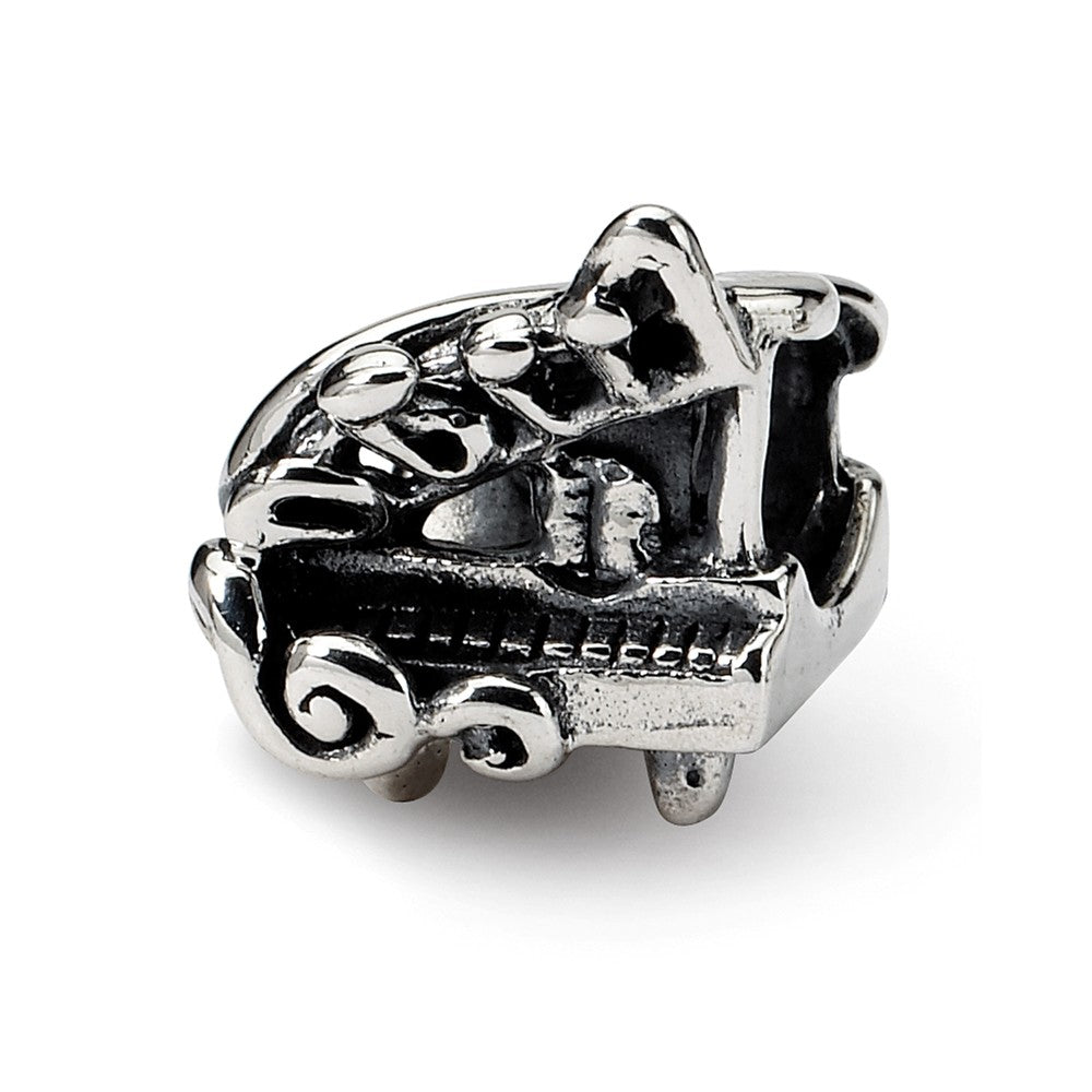 Sterling Silver Baby Grand Piano Bead Charm, Item B9288 by The Black Bow Jewelry Co.