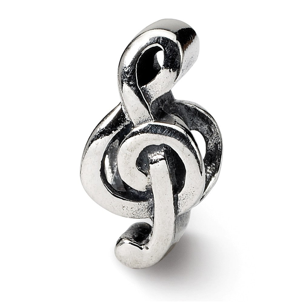 Sterling Silver Treble Clef Bead Charm, Item B9290 by The Black Bow Jewelry Co.
