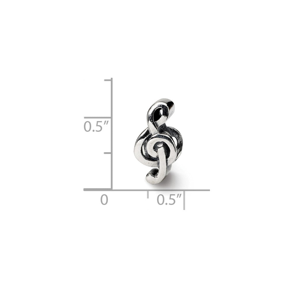 Alternate view of the Sterling Silver Treble Clef Bead Charm by The Black Bow Jewelry Co.