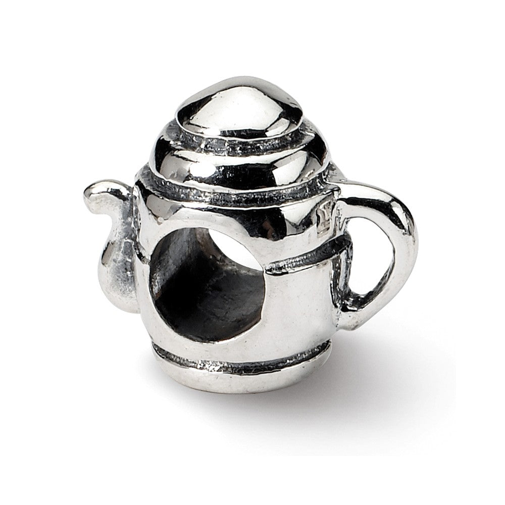 Sterling Silver Teapot Bead Charm, Item B9298 by The Black Bow Jewelry Co.