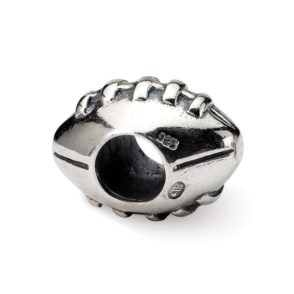 Alternate view of the Sterling Silver Polished Football Bead Charm by The Black Bow Jewelry Co.