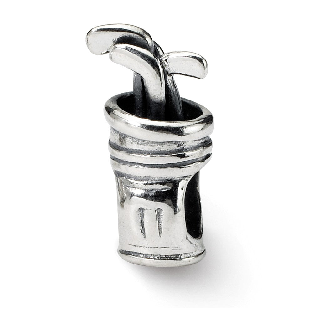 Sterling Silver Golf Bag Bead Charm, Item B9319 by The Black Bow Jewelry Co.
