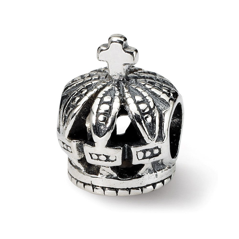 Sterling Silver Royal Crown Bead Charm, Item B9325 by The Black Bow Jewelry Co.