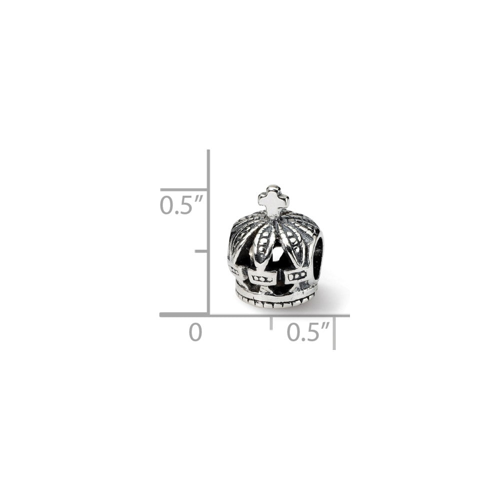 Alternate view of the Sterling Silver Royal Crown Bead Charm by The Black Bow Jewelry Co.