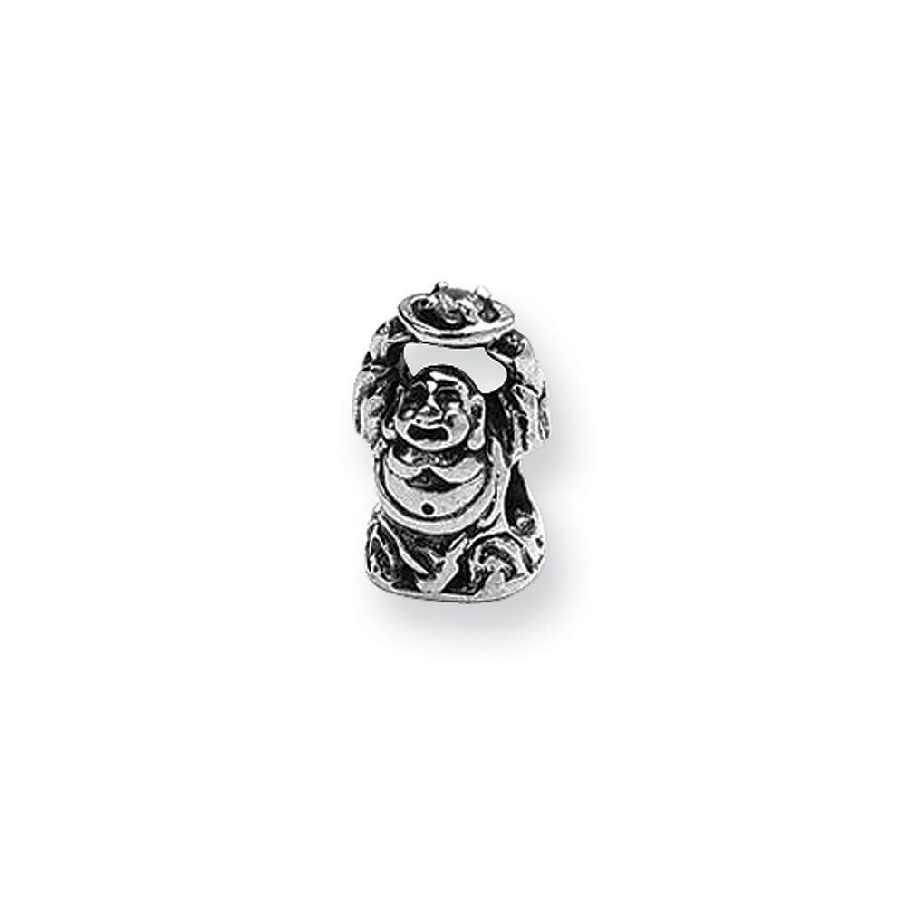 Sterling Silver w Cubic Zirconia Buddha Bead Charm, Item B9326 by The Black Bow Jewelry Co.