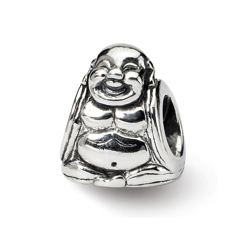 Sterling Silver Sitting Buddha Bead Charm, Item B9327 by The Black Bow Jewelry Co.