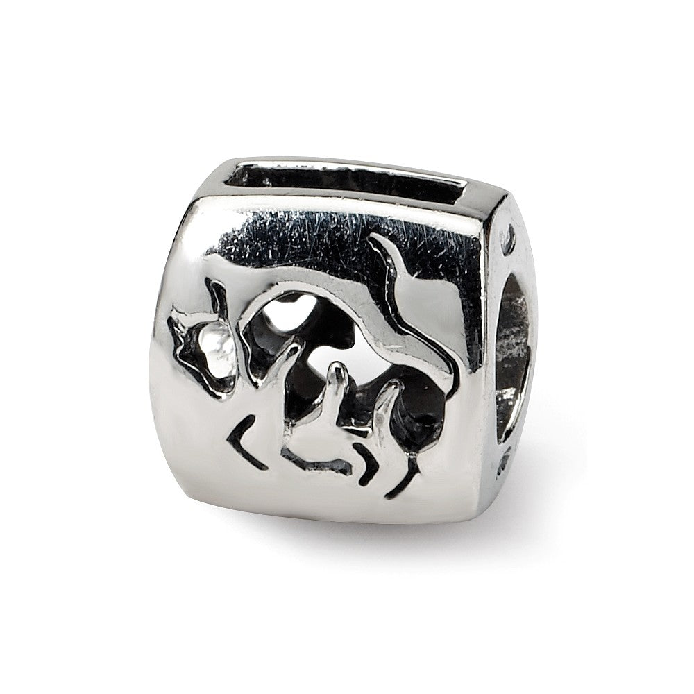 Sterling Silver Taurus the Bull Zodiac Bead Charm, Item B9351 by The Black Bow Jewelry Co.