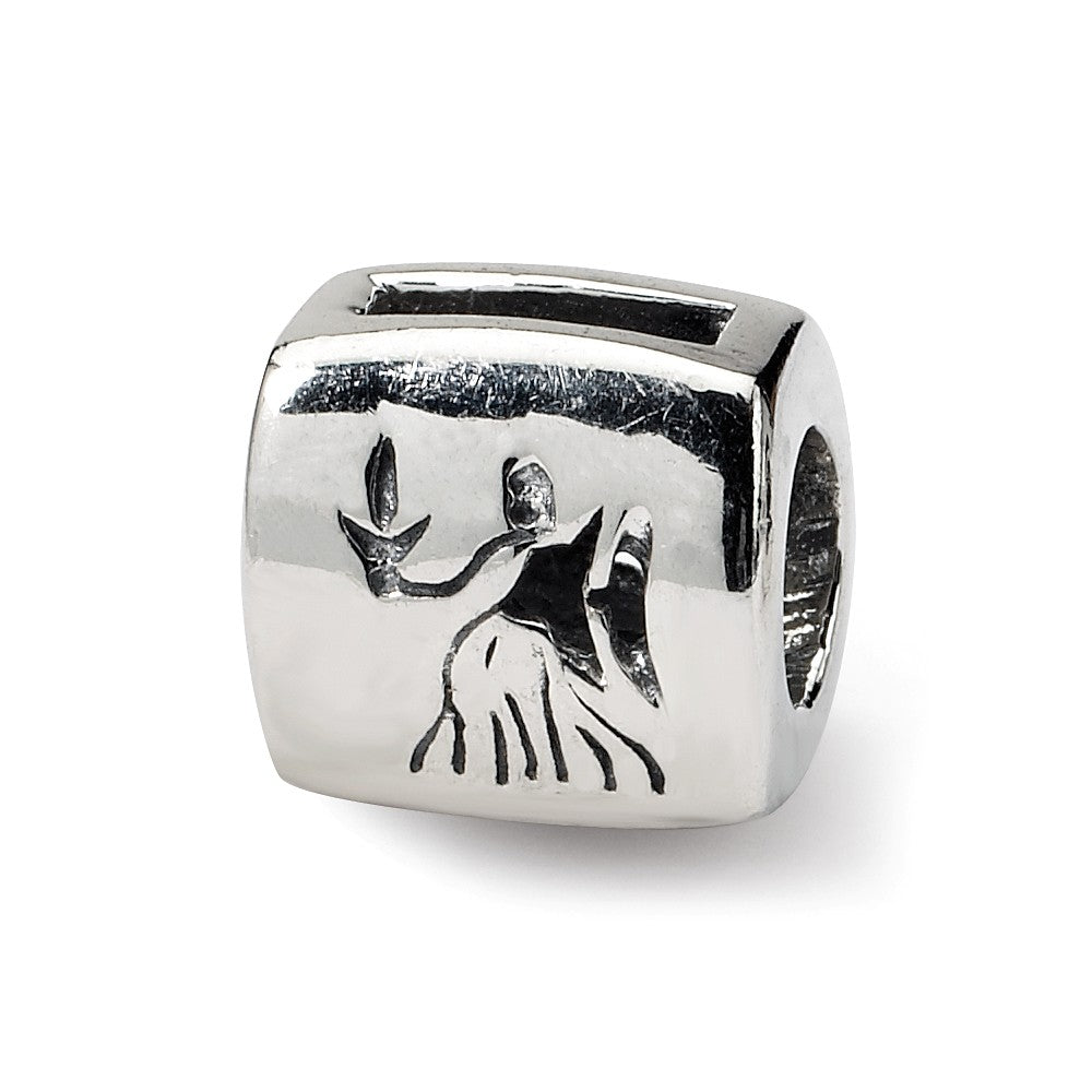 Sterling Silver Virgo the Virgin Zodiac Bead Charm, Item B9355 by The Black Bow Jewelry Co.