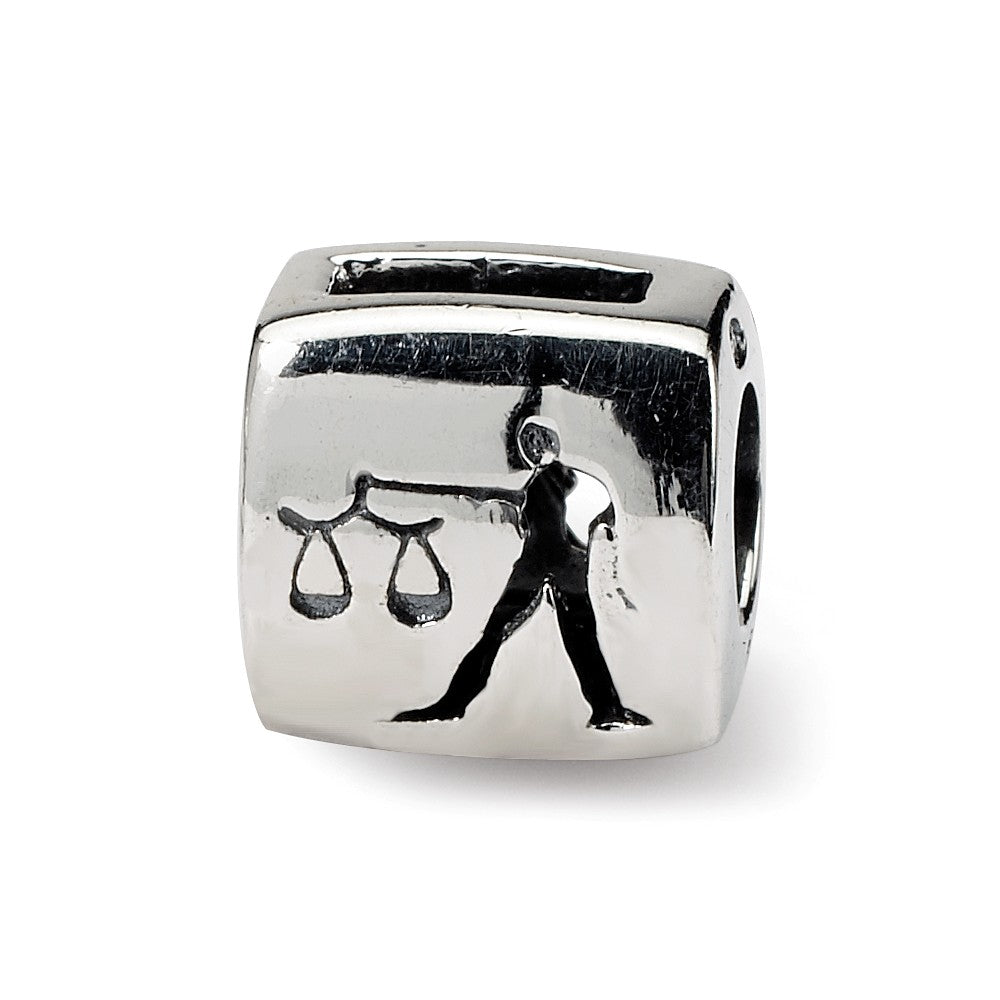 Sterling Silver Libra the Scale Zodiac Bead Charm, Item B9356 by The Black Bow Jewelry Co.