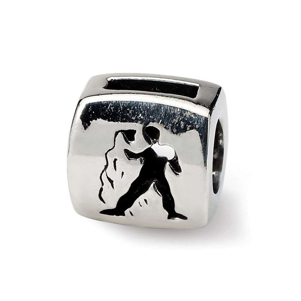 Sterling Silver Aquarius the Water Bearer Zodiac Bead Charm, Item B9360 by The Black Bow Jewelry Co.