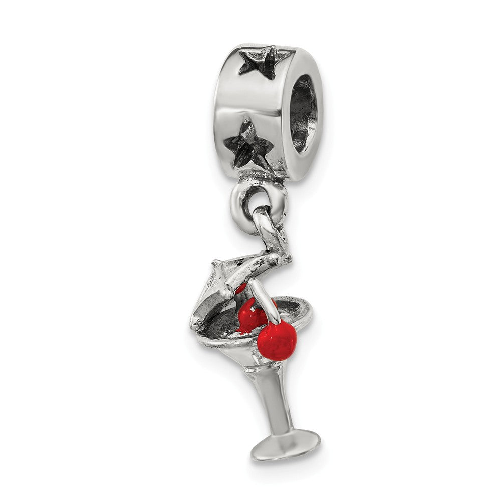 Sterling Silver &amp; Enamel Martini Dangle Bead Charm, Item B9369 by The Black Bow Jewelry Co.