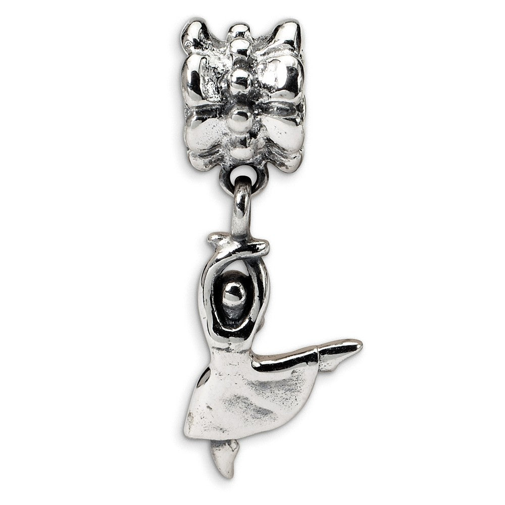 Sterling Silver Ballet Dancer Dangle Bead Charm, Item B9378 by The Black Bow Jewelry Co.