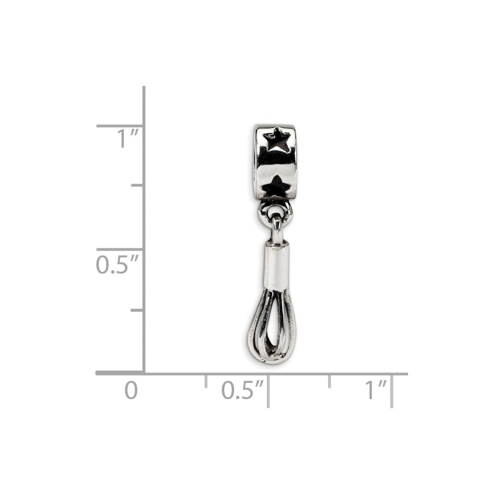 Alternate view of the Sterling Silver Whisk Dangle Bead Charm by The Black Bow Jewelry Co.