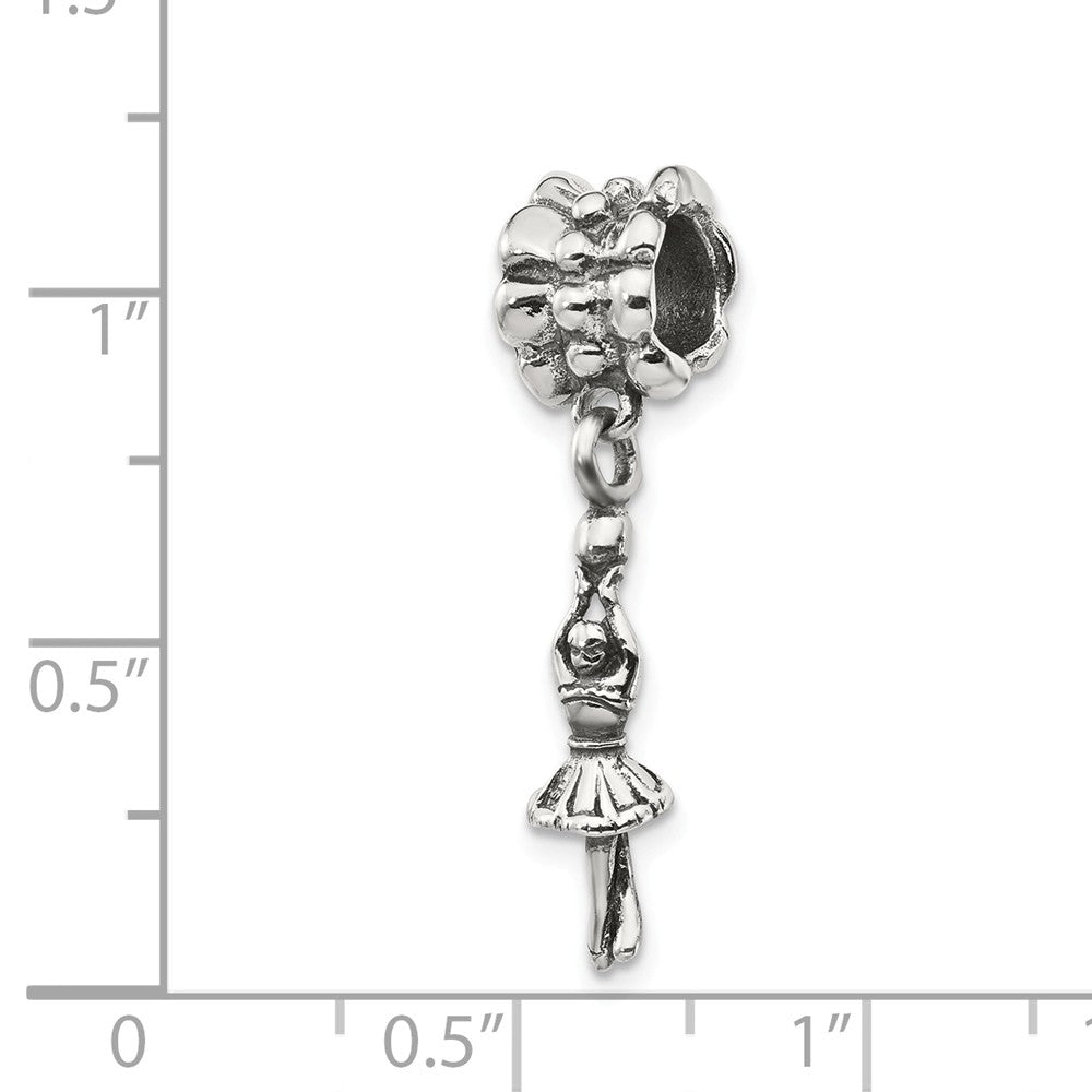 Alternate view of the Sterling Silver Ballerina Dangle Bead Charm by The Black Bow Jewelry Co.