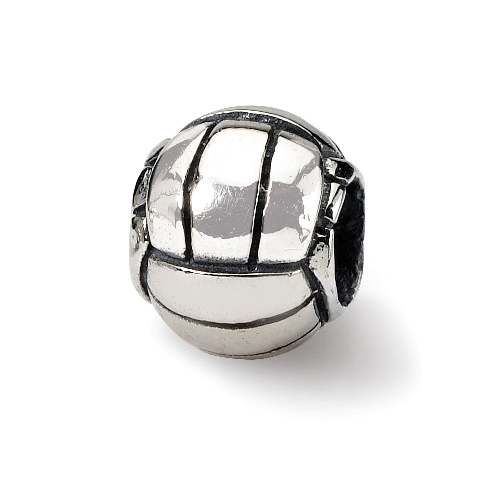 Sterling Silver Volleyball Bead Charm, Item B9384 by The Black Bow Jewelry Co.