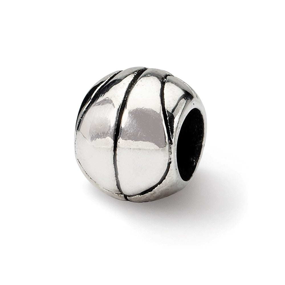 Sterling Silver Basketball Bead Charm, Item B9385 by The Black Bow Jewelry Co.