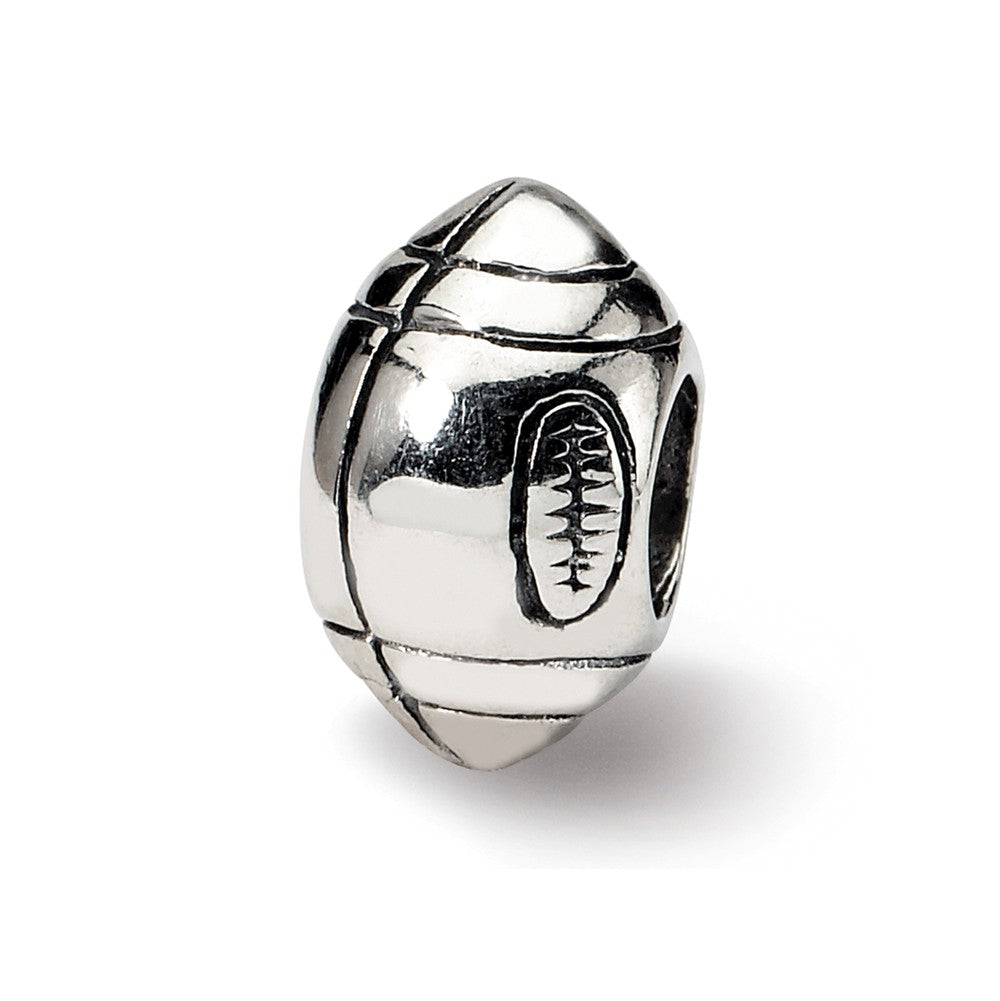 Sterling Silver Football Bead Charm, Item B9386 by The Black Bow Jewelry Co.